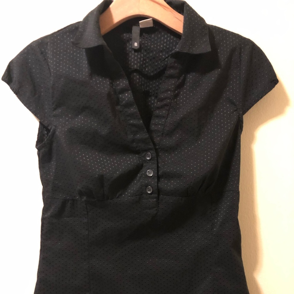 Rockabilly top Black Size 8 Blouse Polka dot